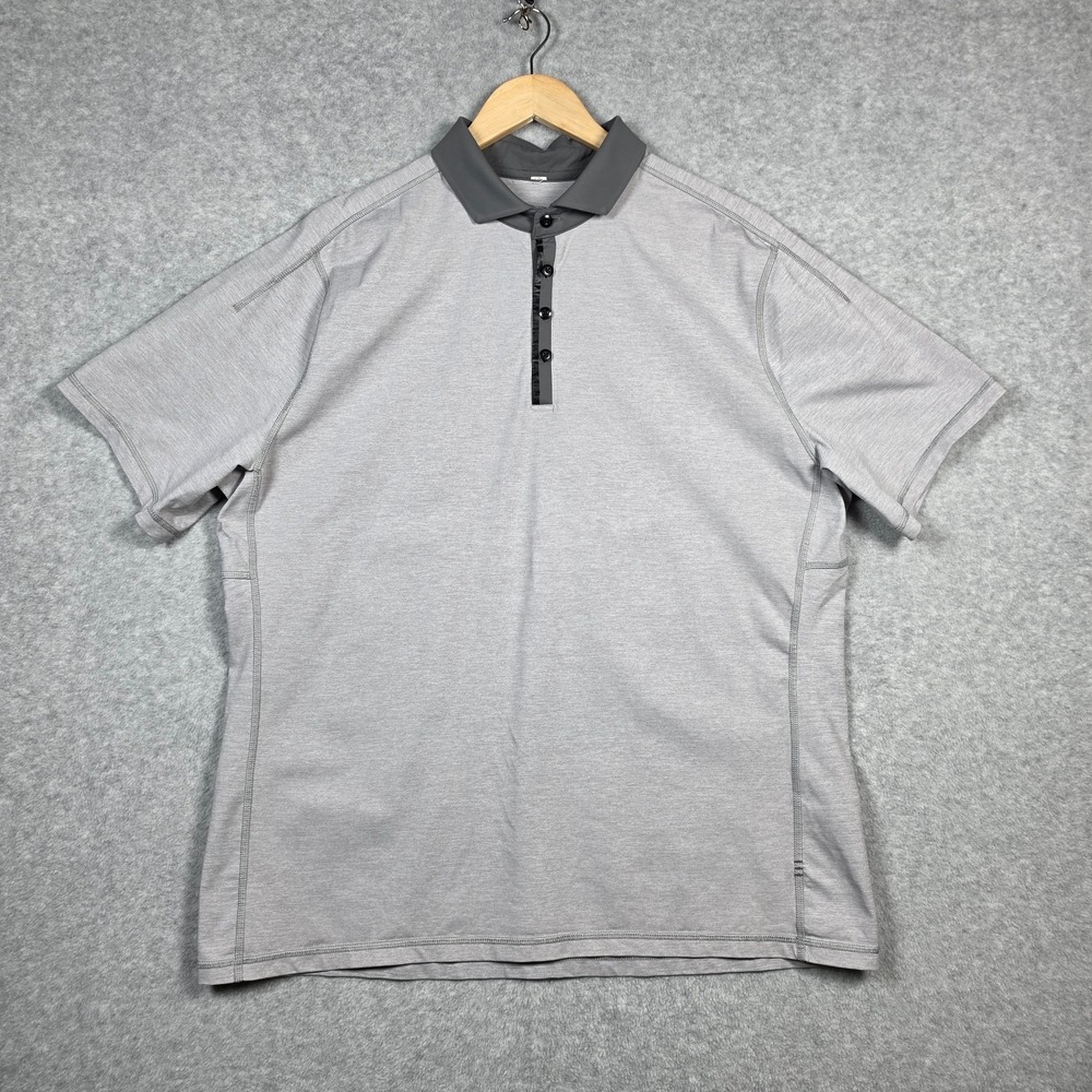Lululemon Pivot Polo Shirt Mens Size 2Xl Heathered Grey/Slate Luxtreme Slim Fit